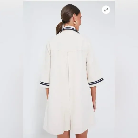 NWT Tuckernuck Pomander Place Hart Shirt Dress Mini Gardenia Tan Blue Large New - Picture 6 of 12